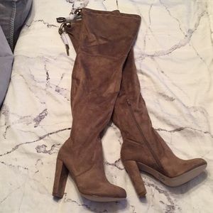 NEW! Taupe Thigh/Knee High Boots Size 7 Wide Calf